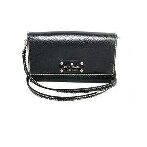 KATE SPADE Natalie Wellesley Convertible Clutch Crossbody Black Leather  Bag